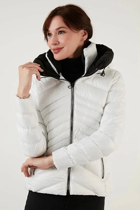 Coats For Extreme Cold Lela Women's Hooded Pocket Slim Fit Puffer Large Size Coat