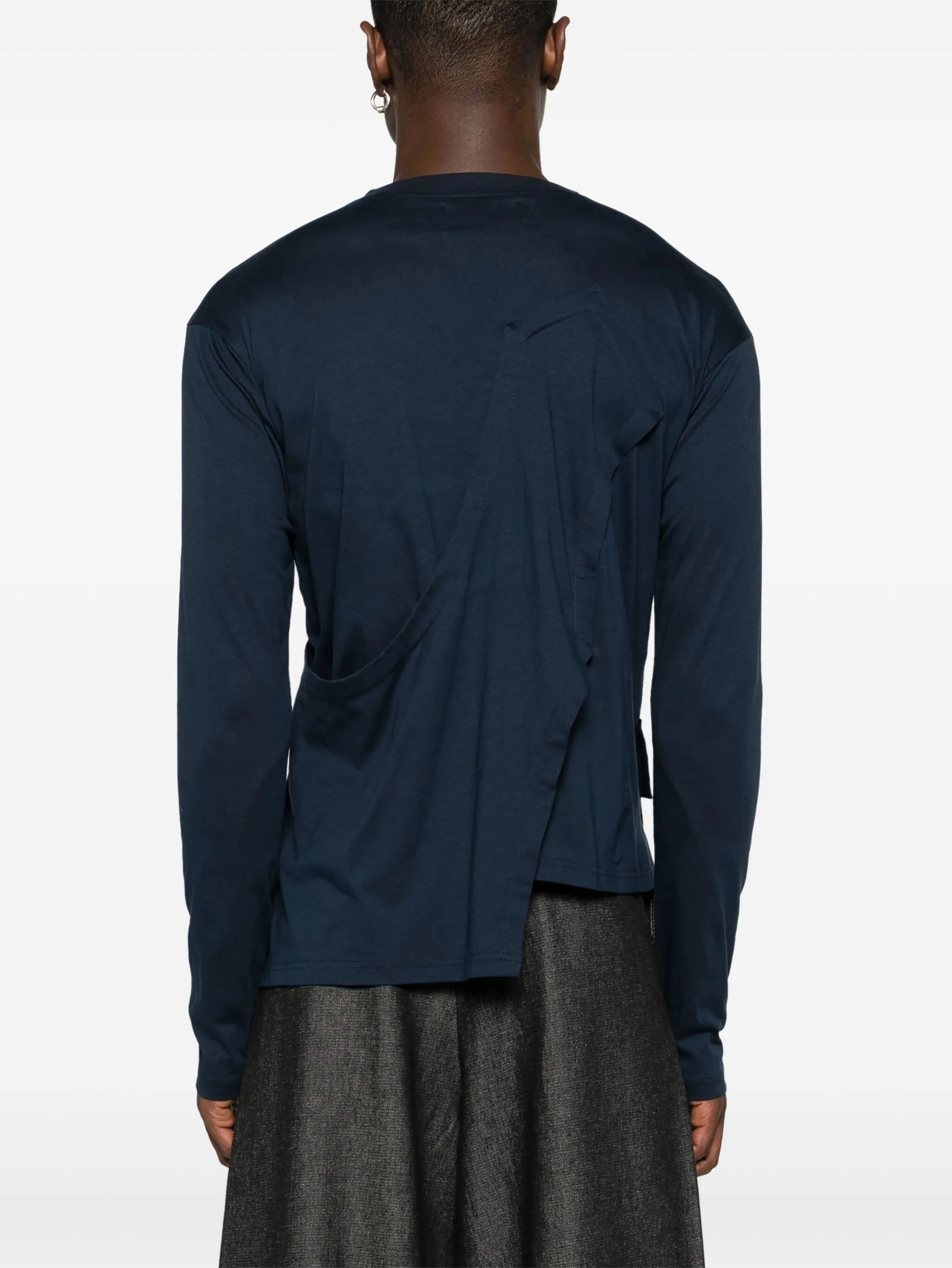 T Shirts Tall Long Sleeve deconstructed-design cotton T-shirt