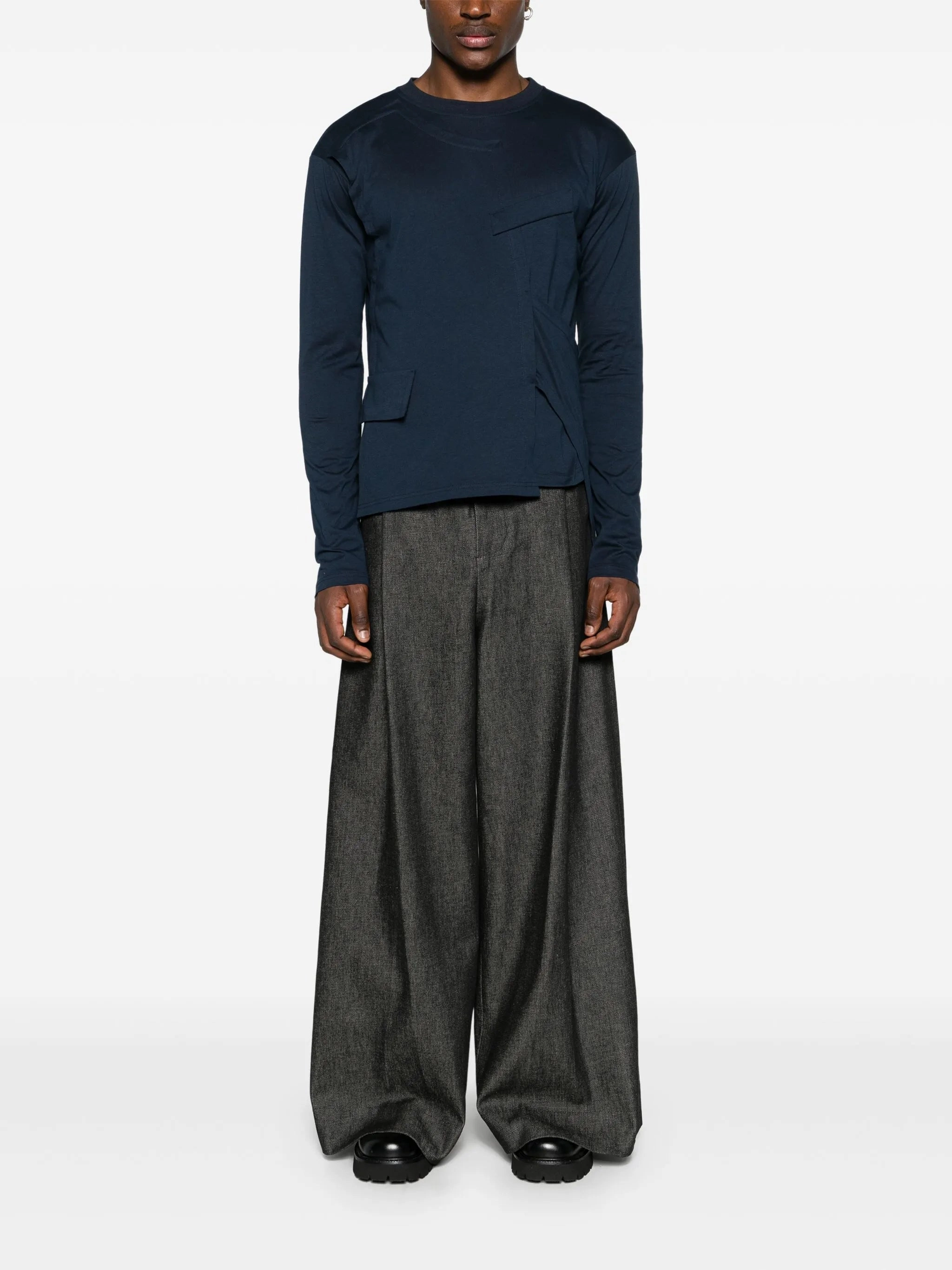 deconstructed-design cotton T-shirt Curved Hem T Shirts