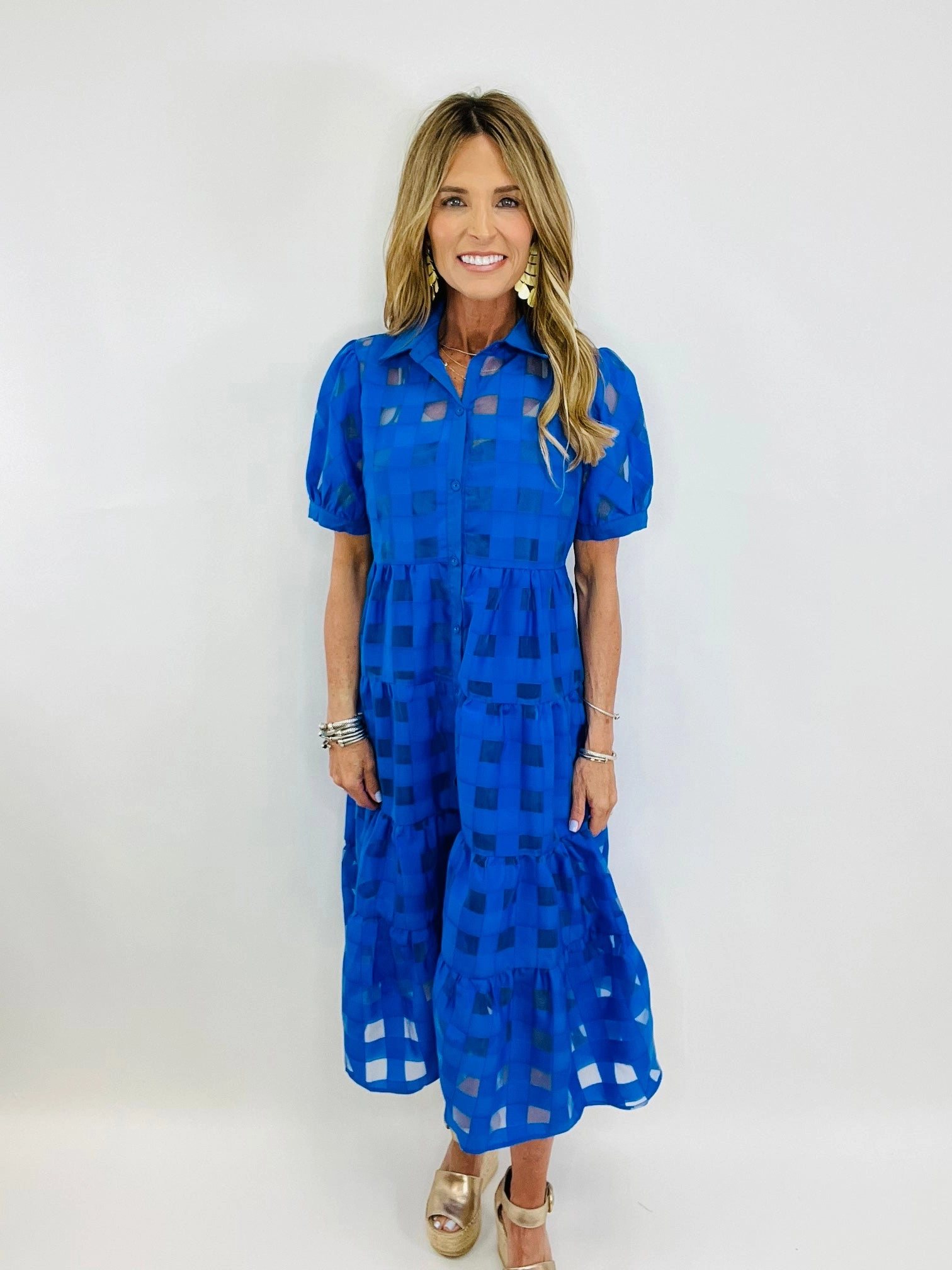 Floral Button Front Midi Dress WATCHING THE WAVES DRESS--FLASH SALE