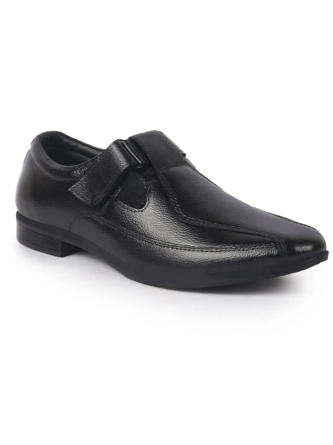 Men Black Genuine Leather Broad Feet Breathable Slip On Adjustable Strap Peshawari Shoe Style Sandals|Work Wear|Formal Office Wear Tory Sandals