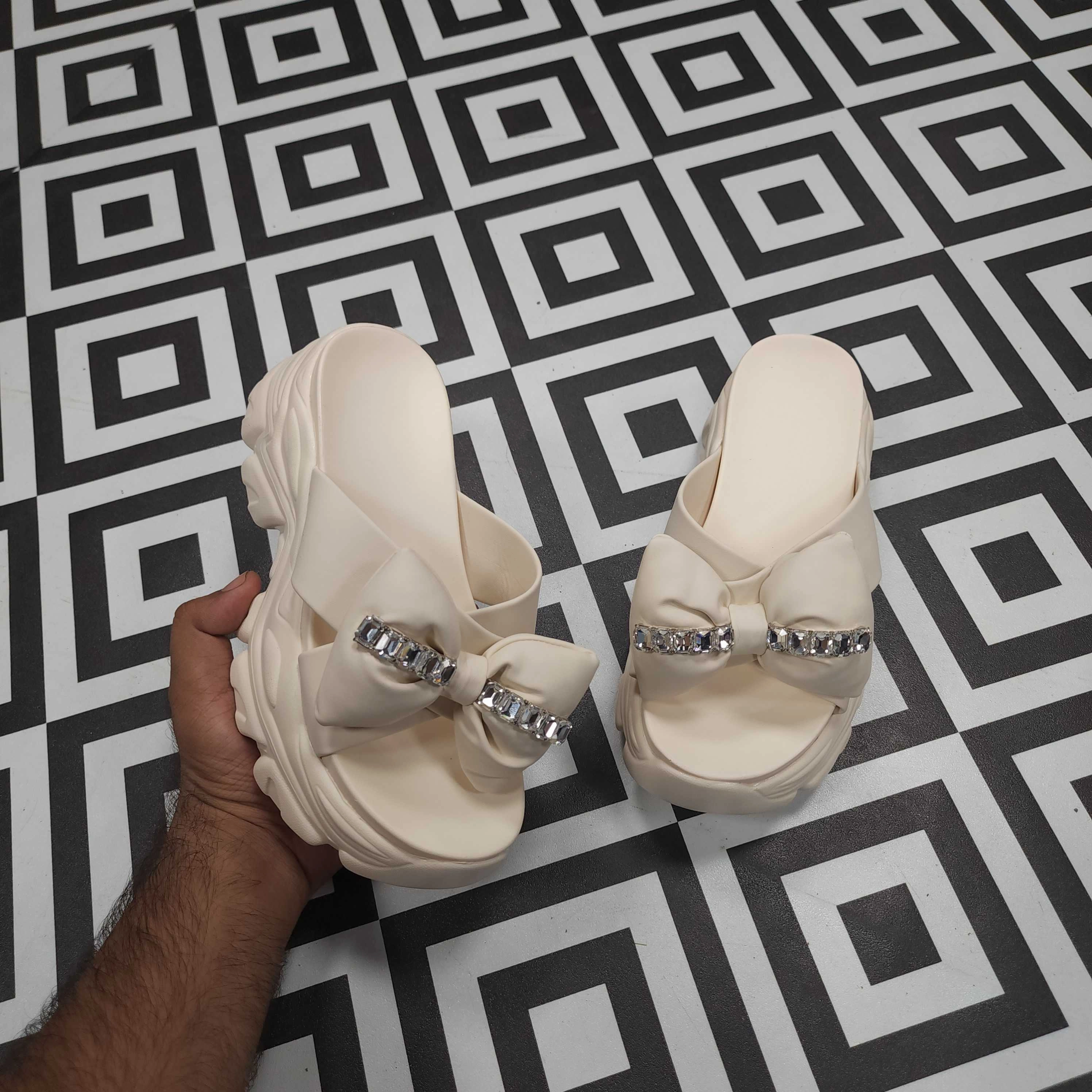 Beige Platform Sandals Sandals White