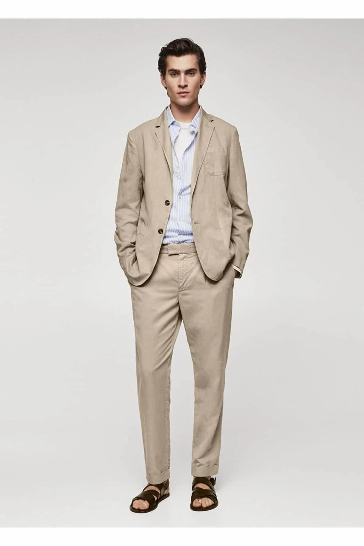 Mango Men's Slim Fit Linen-cotton Blend Blazer Jacket Anime Jackets