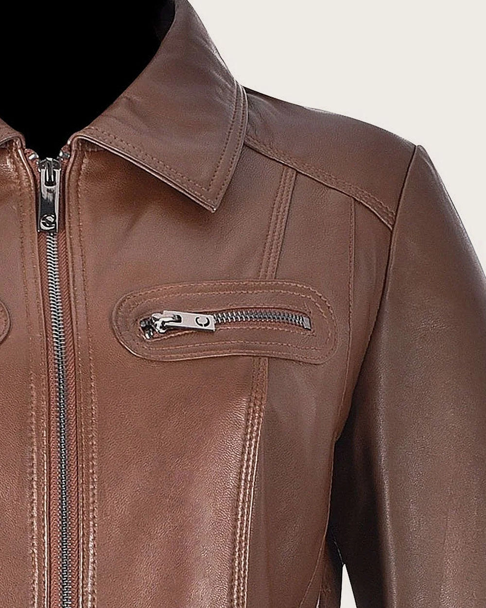 Honey brown minimalistic  jacket Zipper Jackets
