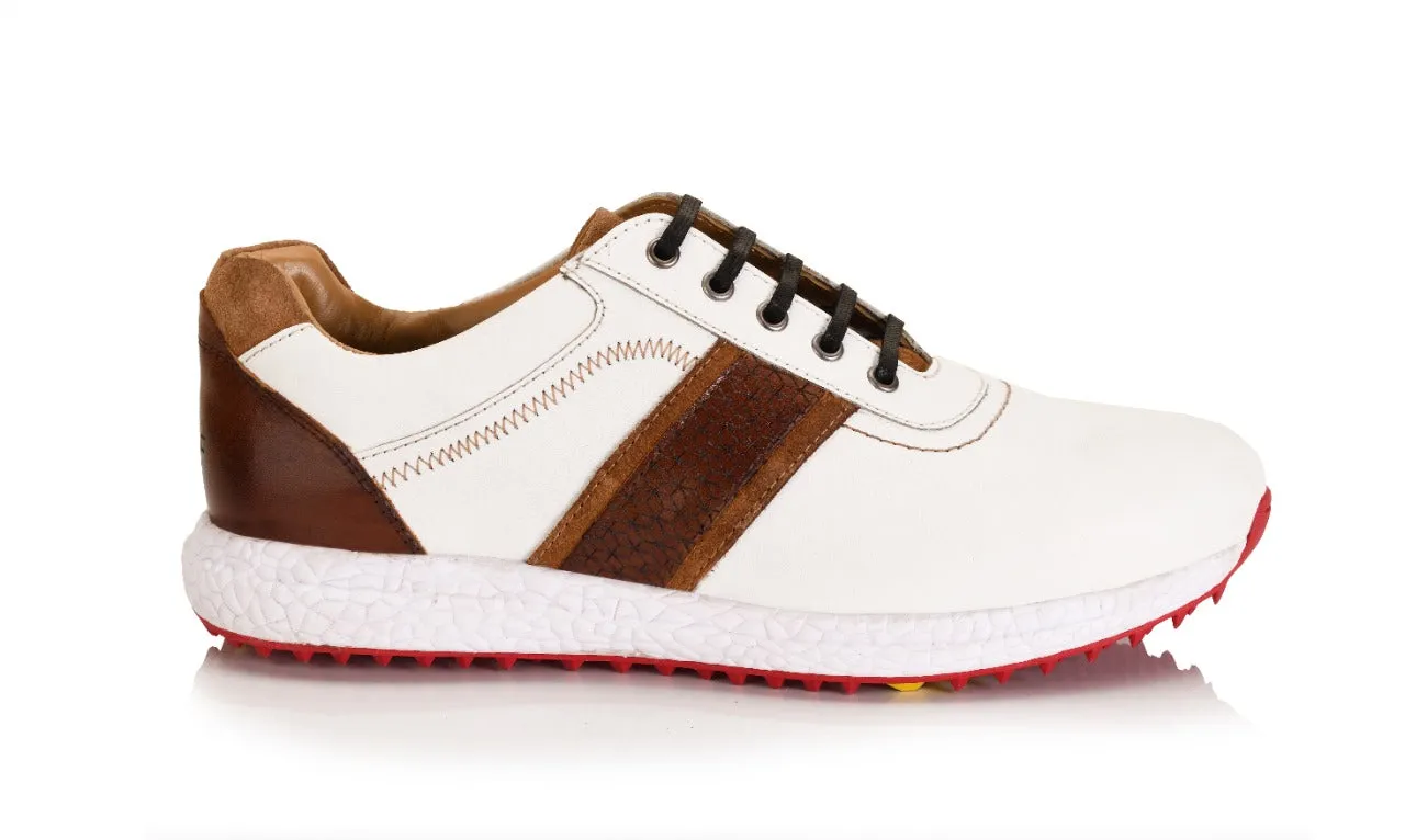 Comfortable Waterproof Golf Shoes Berlin White Tan-Golf Shoes