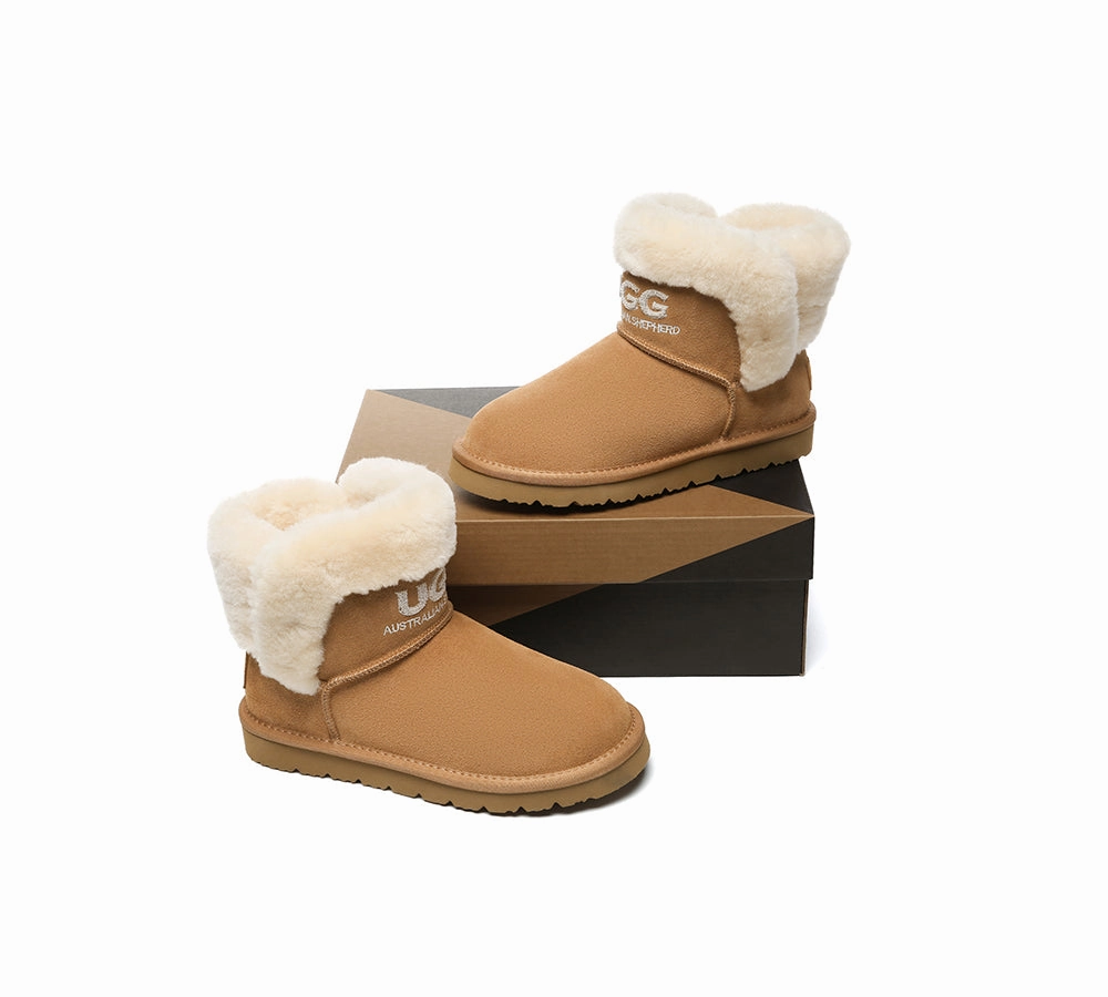 Cowboy Boots With Slacks AUSTRALIAN SHEPHERD UGG Boots Sheepskin Wool Shearling Lined Ankle Mini Oatha