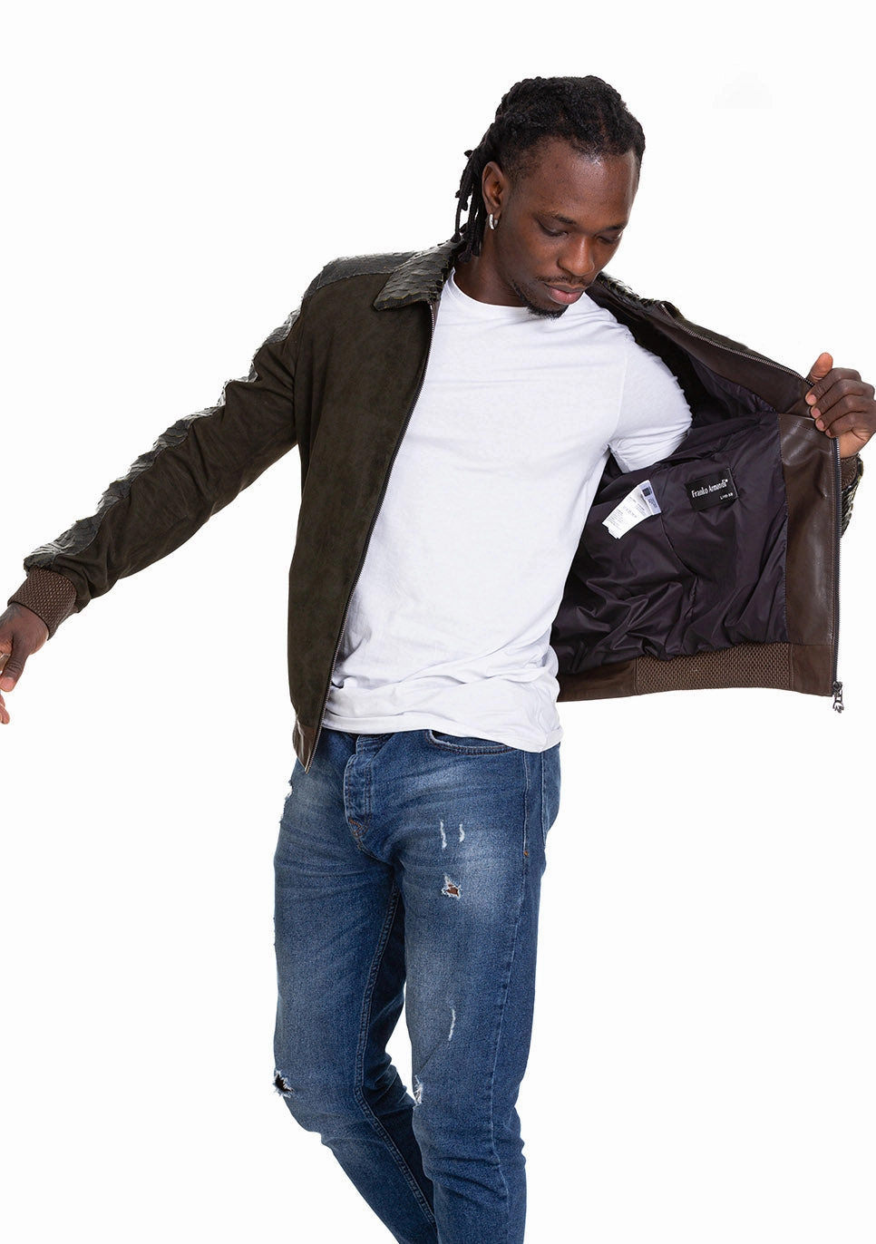 Best Down Jackets The Albendin Green Leather Men  Jacket