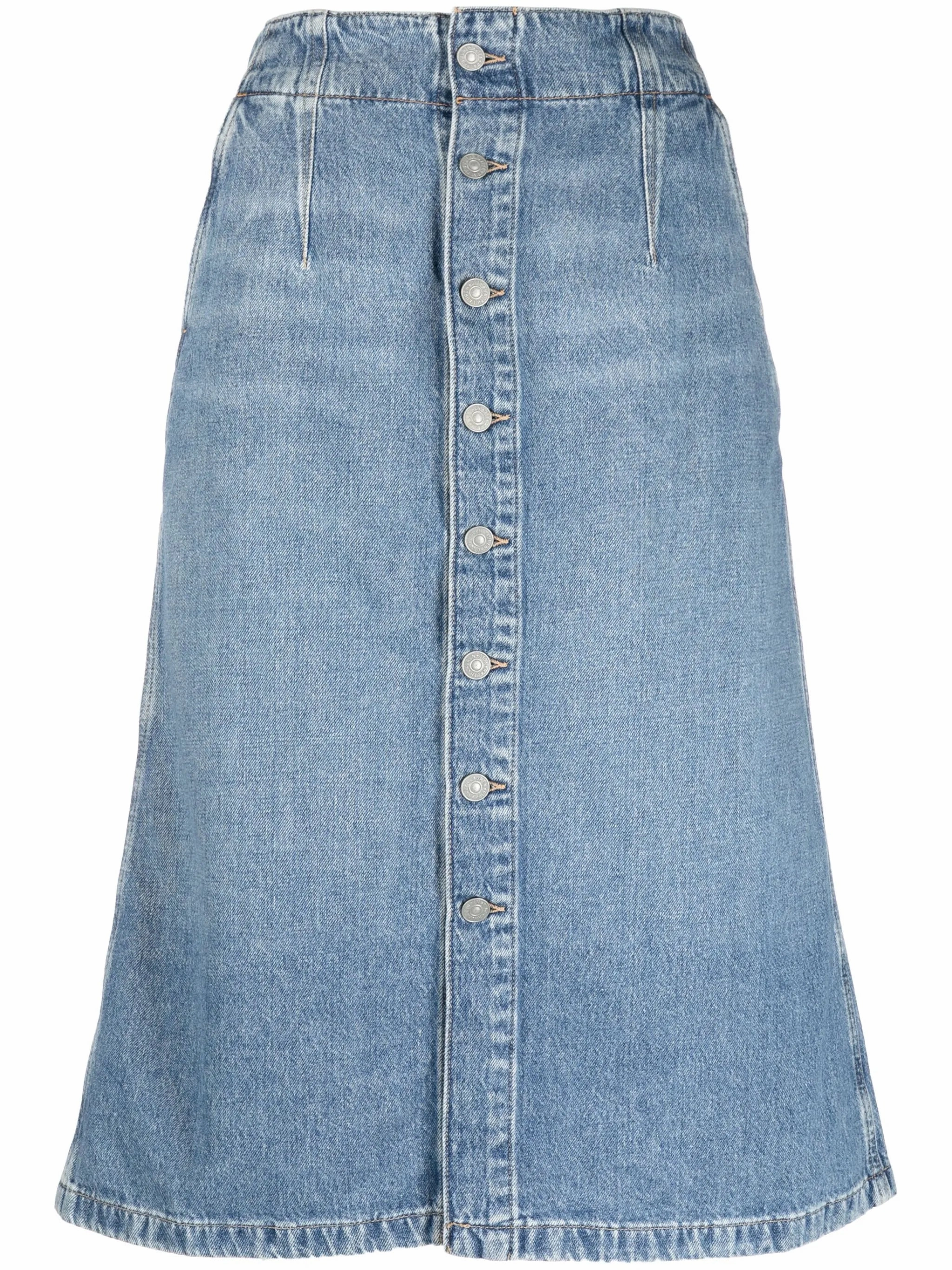 buttoned midi denim skirt Little Dress