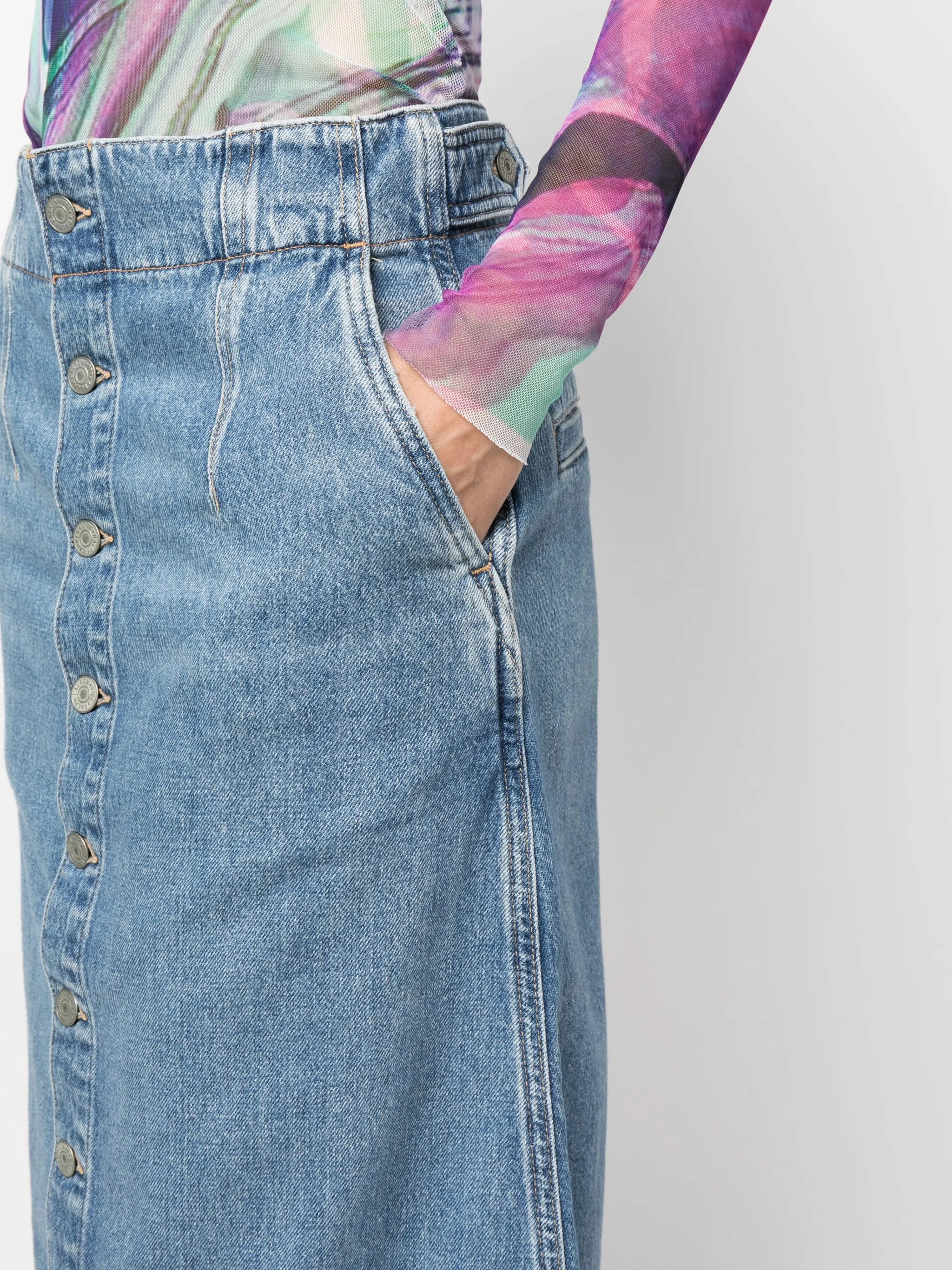 buttoned midi denim skirt Strapless Mermaid Dress