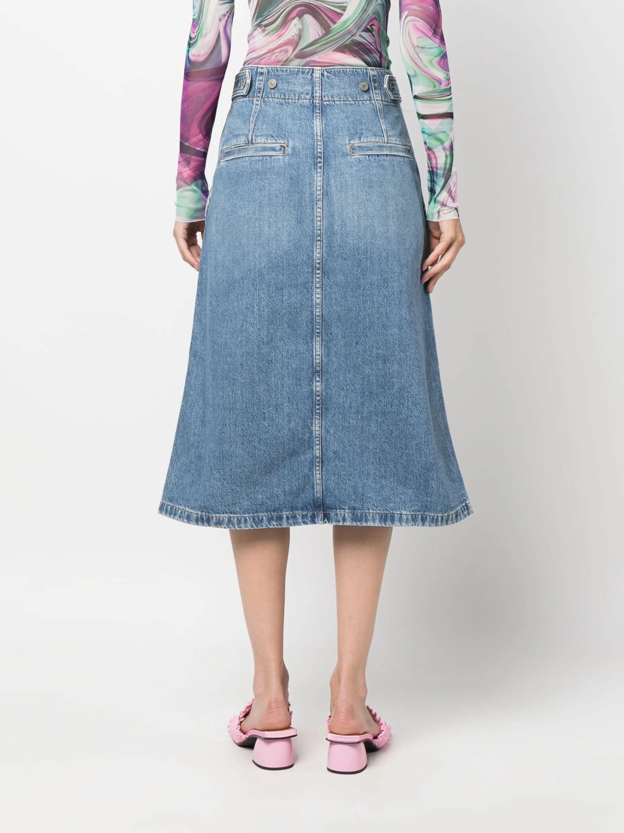 Dress For The Office buttoned midi denim skirt