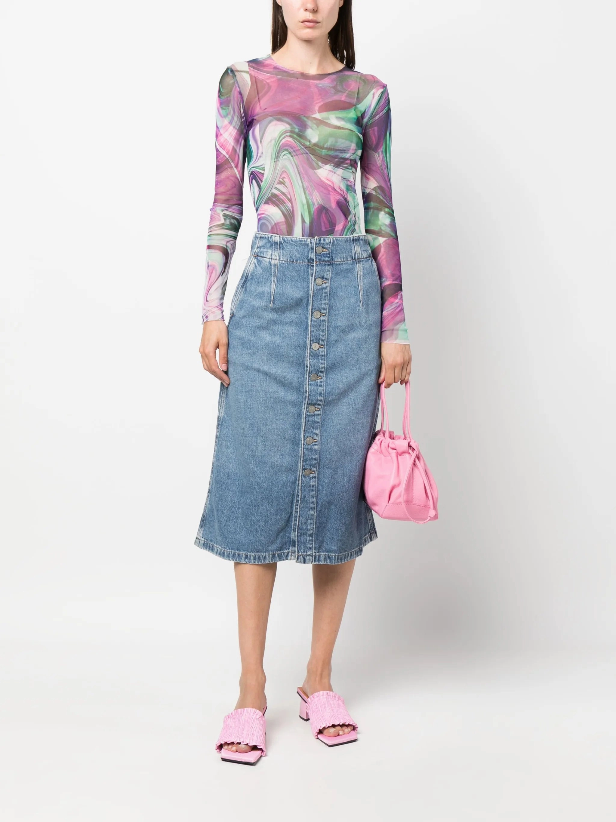 buttoned midi denim skirt Wear Dress