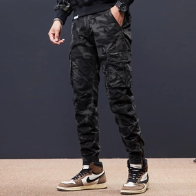 West Louis Streetwear Elastic Multi Pockets Camo Jogger Pants Celebs Wearing Cargo Pants