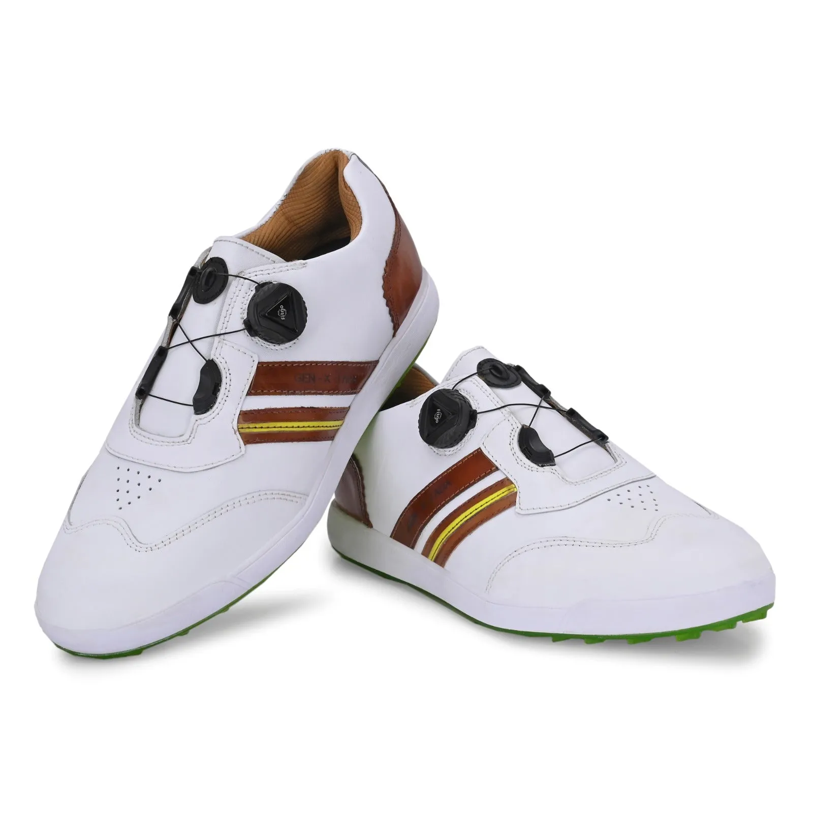 Aquel Easy-Go White / Tan-Golf Shoes Lace Up Waterproof Shoe