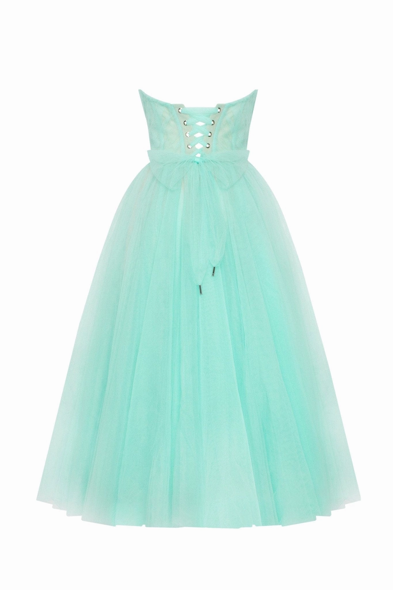 Wedding Dress With Lace Mint green tender midi tulle dress