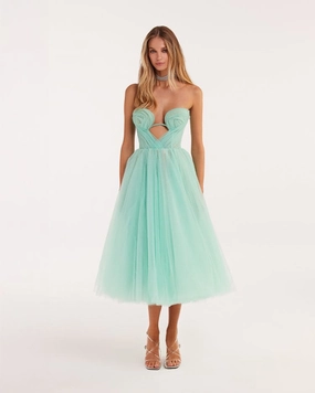 Gingerbread Fashion Dress Mint green tender midi tulle dress