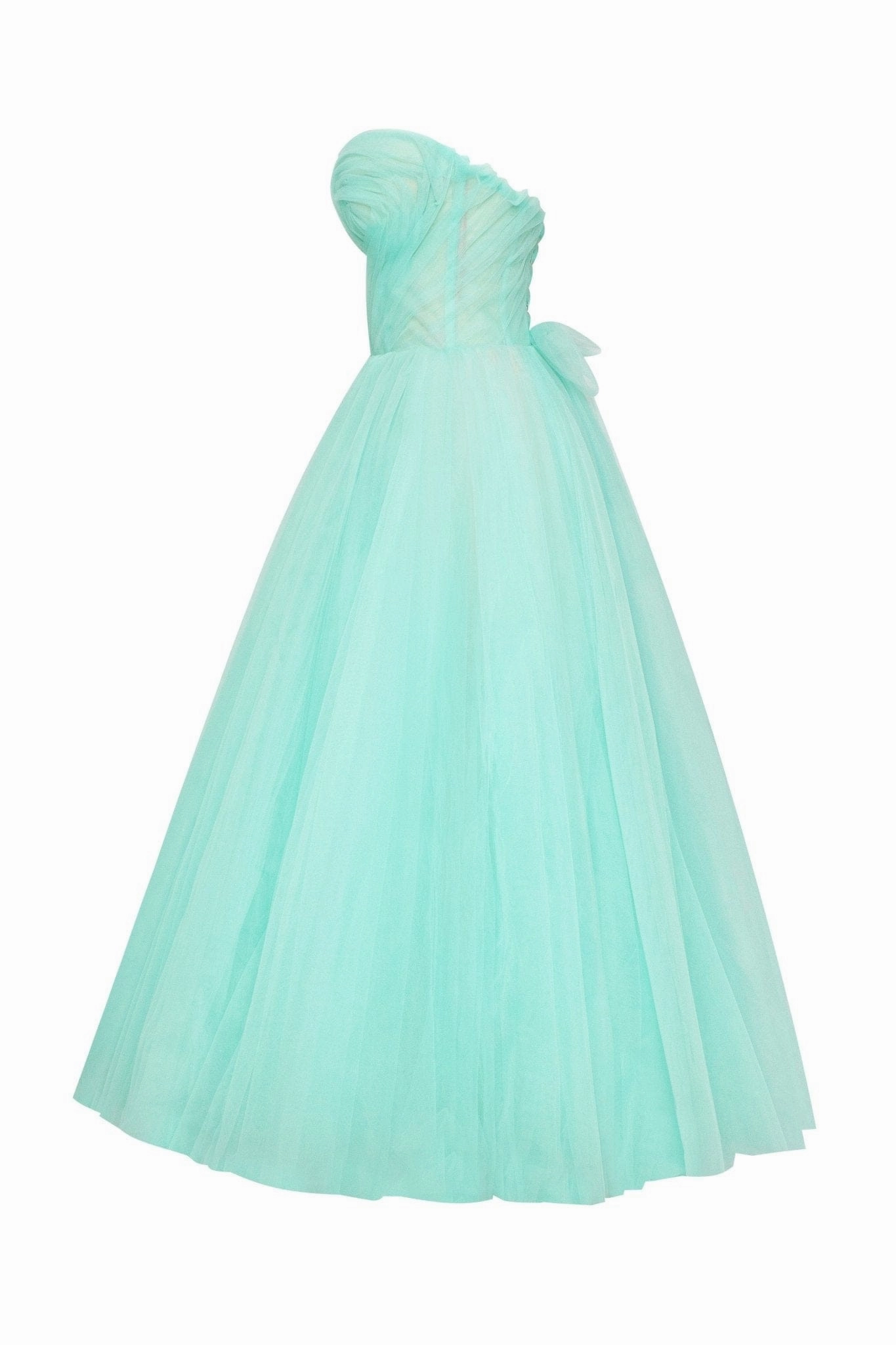 Long Dress With Slit Mint green tender midi tulle dress
