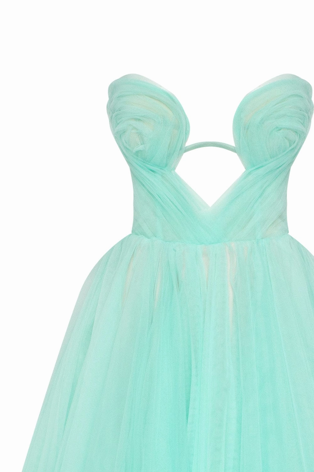 Mint green tender midi tulle dress Tie Front Dress