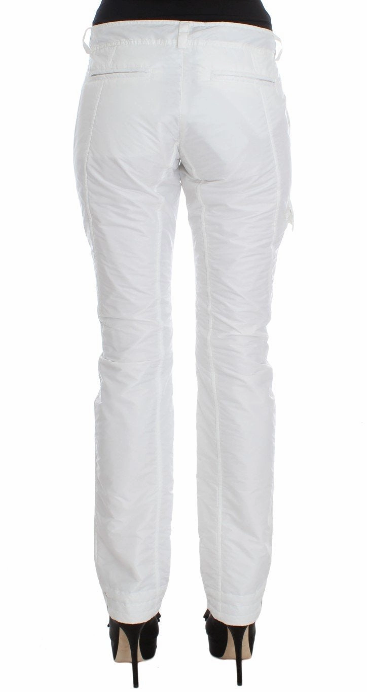 White Nylon Padded Slim Fit Cargo Pants Light Jean Cargo Pants