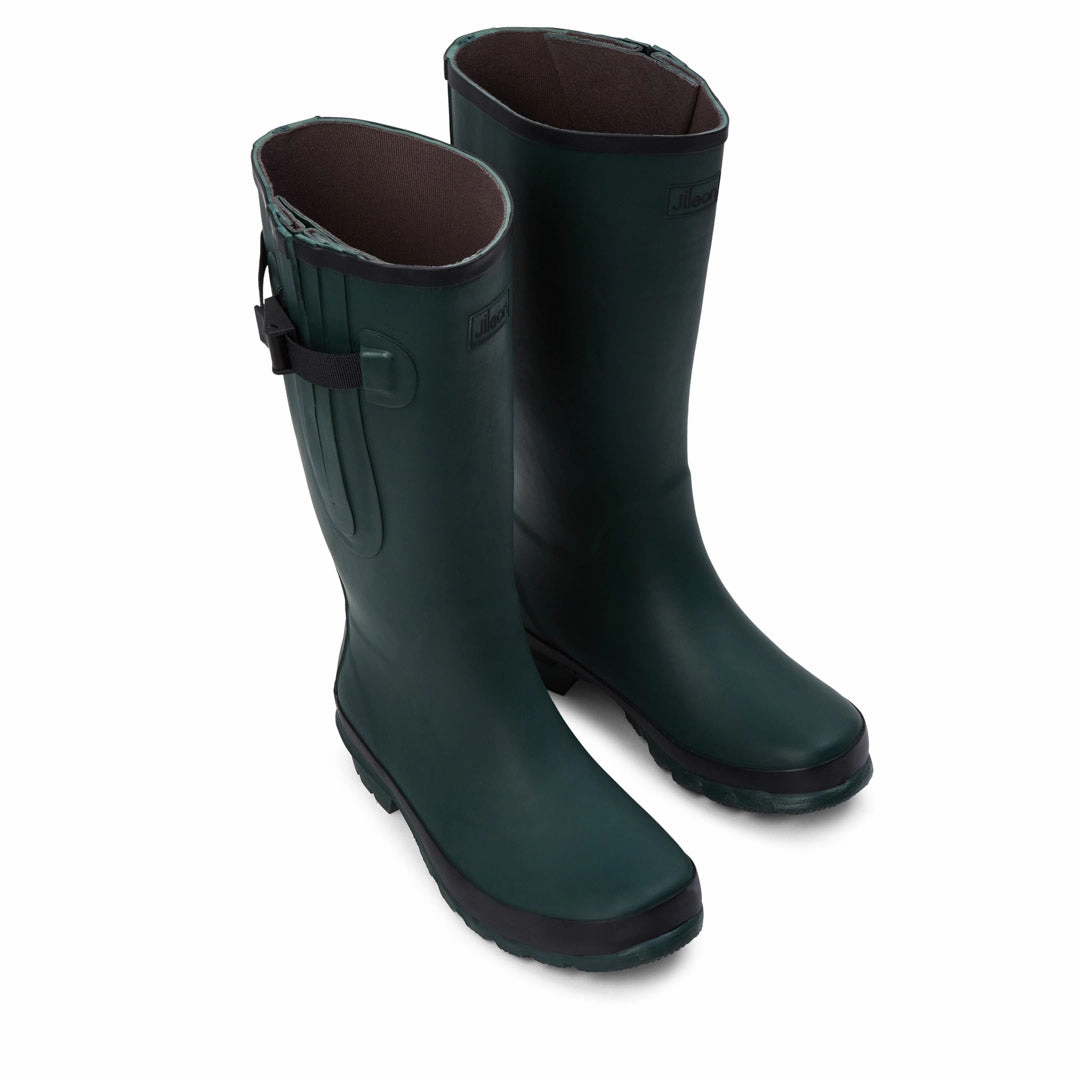 Heeled Leather Ankle Boots Wide Calf Rain Boots - 15 to 19 inch calf - Green - Regular Width in Ankle