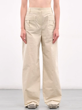 Wide Leg Cargo Pants (ROWA30161RRA097-ECRU) S Cargo Pants With Elastic Ankles