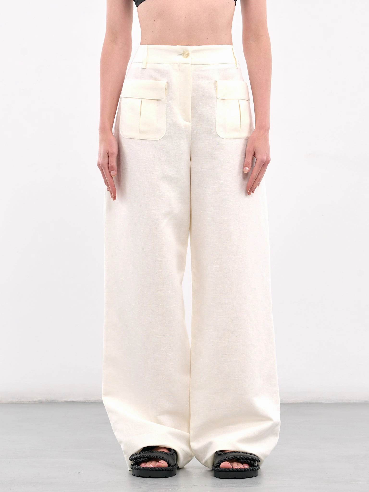 Wide Leg Cargo Pants (ROWA30161RRA372-WHITE) Alex Cooper Cargo Pants