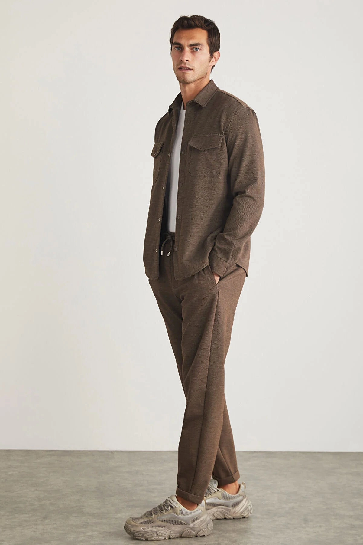 Grimelange Men's Brown Jones Special Piqu Look Thick Fabric Jacket North American Jackets