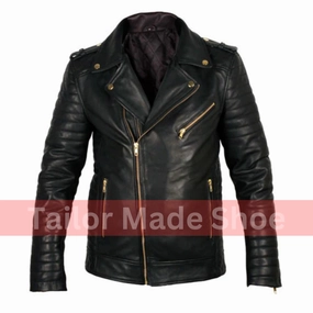 Tailor Made Black Biker Leather Jacket For Men's, Men Fashion Leather Jackets Remy Jackets