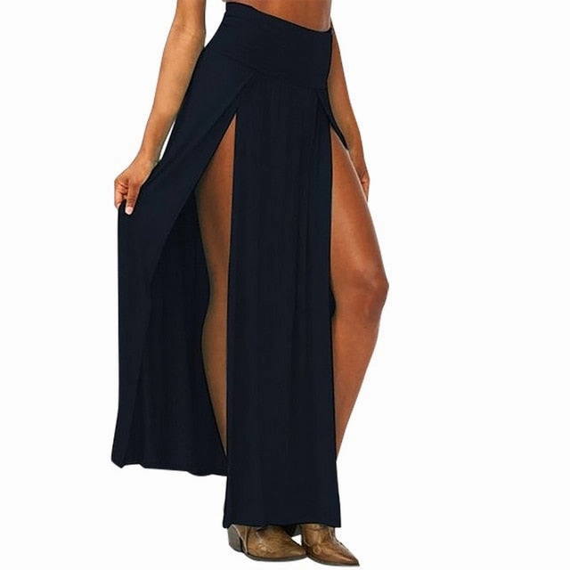 Aviva Maxi Skirt Womail 2019 Summer Women Beach Long Skirts Ankle Length Sexy High Split Skirt Female Long Straight Skirt skirts women plus sizes