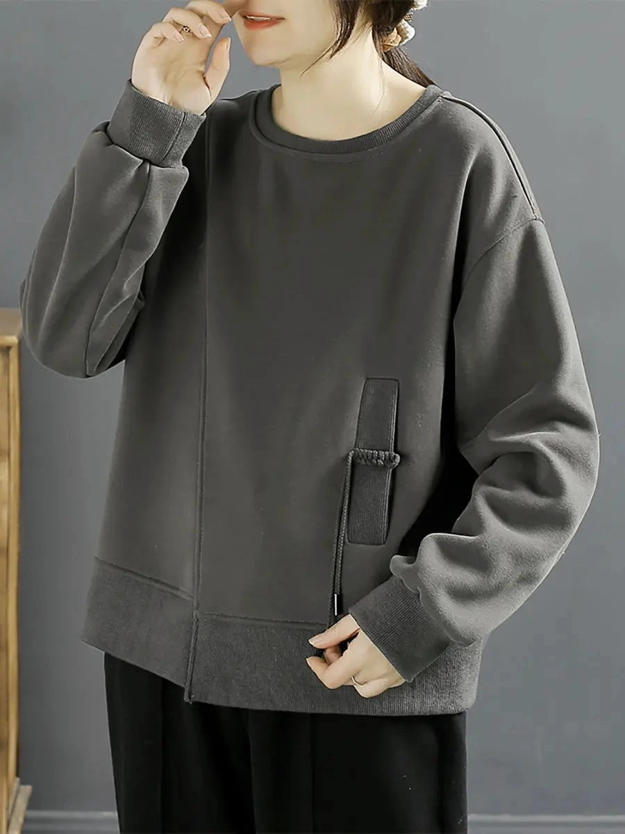 Women Cotton Irregular Spliced Fleece-lined Sweatshirt Altadena Sweatshirts