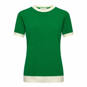 Women Green Knitted short Sleeves Knitwear Nong Rak Knitwear