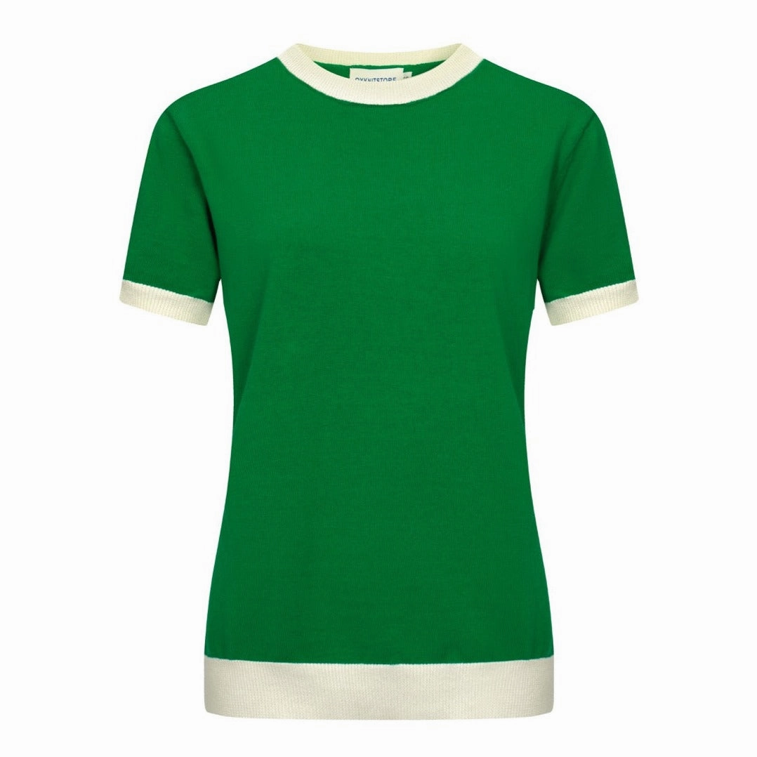 Dylani Knitwear Women Green Knitted short Sleeves Knitwear