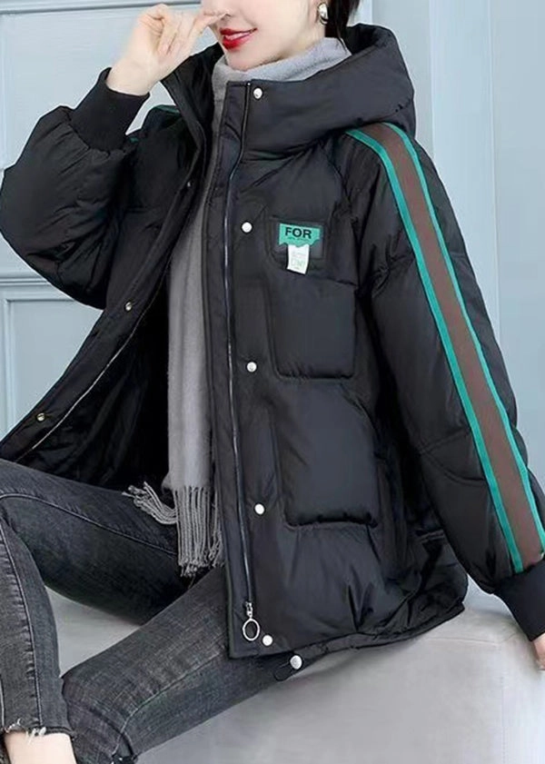 Raw Leather Jackets Women Green Zip Up Pockets Fine Cotton Filled Hooded Jackets Winter TD037