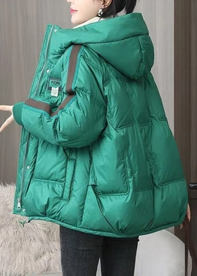 Women Green Zip Up Pockets Fine Cotton Filled Hooded Jackets Winter TD037 Unique Ski Jackets