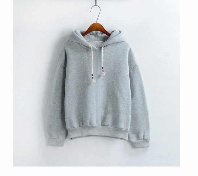Big And Tall Sweatshirts Women Hoodies Sweatshirts New Hot Sale Candy 10 Color Long Sleeved Thick Casual All-match Solid Leisure Hooded Hoodie Loose Tops