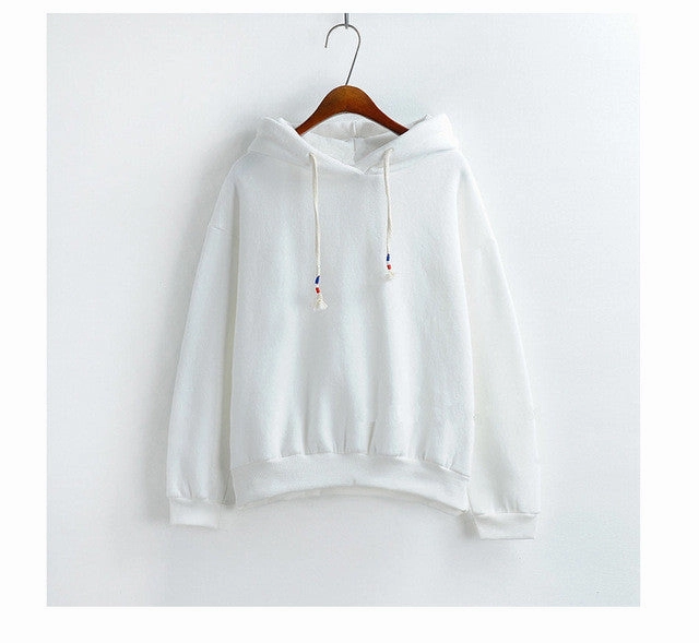 Women Hoodies Sweatshirts New Hot Sale Candy 10 Color Long Sleeved Thick Casual All-match Solid Leisure Hooded Hoodie Loose Tops Wicked Sweatshirts