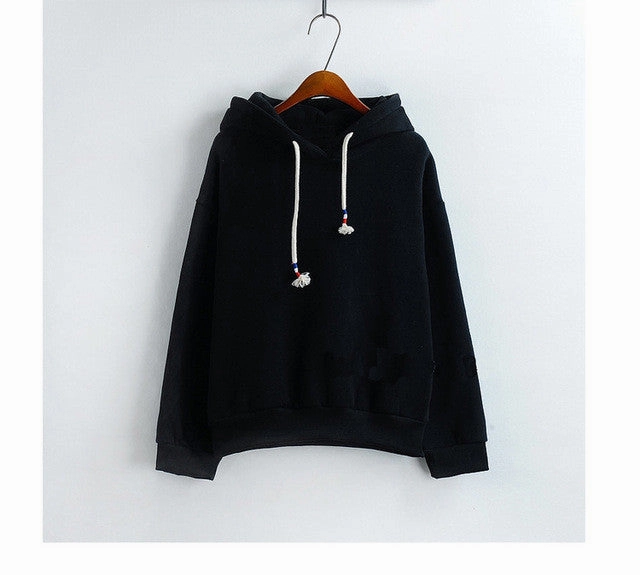 Women Hoodies Sweatshirts New Hot Sale Candy 10 Color Long Sleeved Thick Casual All-match Solid Leisure Hooded Hoodie Loose Tops Childrens Sweatshirts