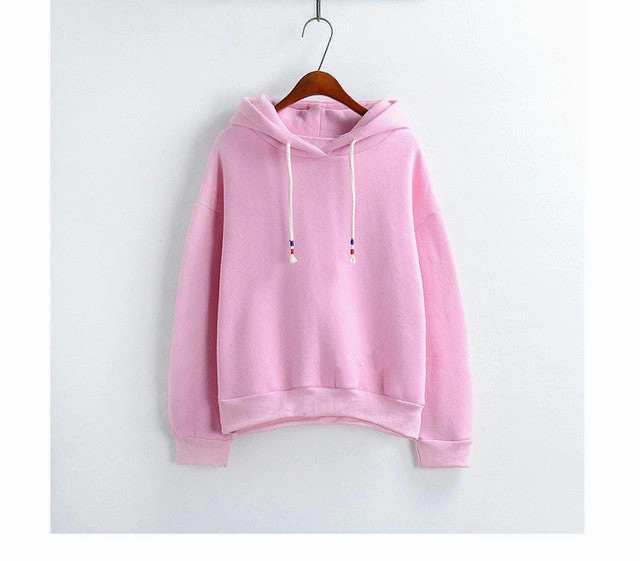 Women Hoodies Sweatshirts New Hot Sale Candy 10 Color Long Sleeved Thick Casual All-match Solid Leisure Hooded Hoodie Loose Tops Custom Sweatshirts Vancouver