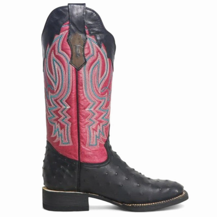 Women's 'Brooke' Ostrich Print Square Toe Boots Chocolate Elliot Boots