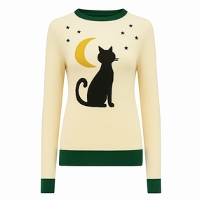 Designtex Knitwear Ltd Women's apricot night cat vintage knitwear