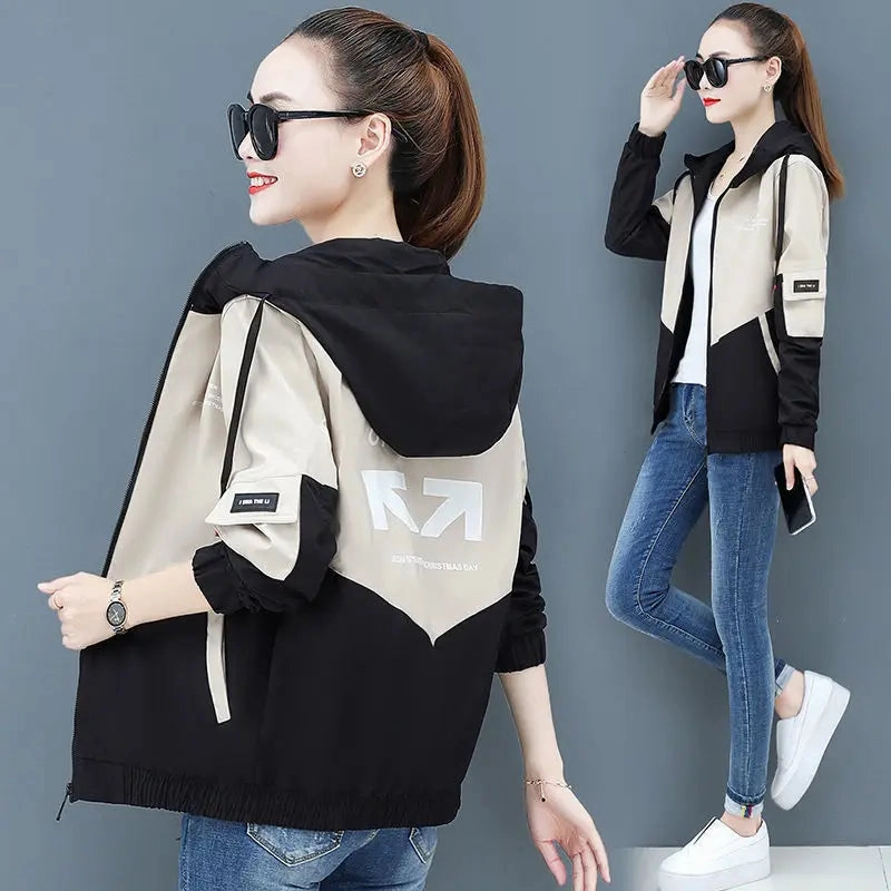 Women's Autumn Hooded Windbreaker Jackets Mlb Jackets