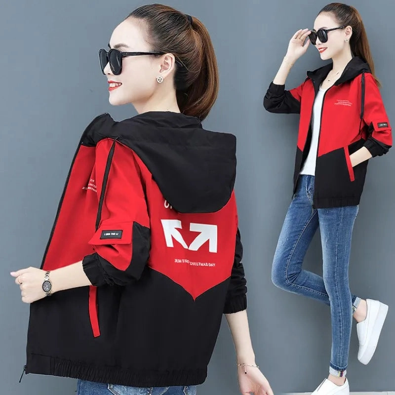 Affordable Bomber Jackets Women's Autumn Hooded Windbreaker Jackets