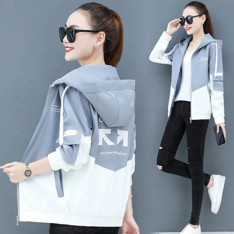 Women's Autumn Hooded Windbreaker Jackets Disposable Jackets