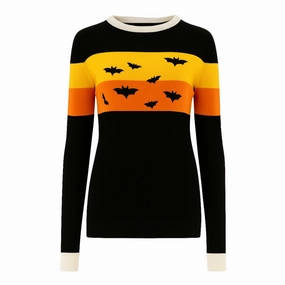 Women's black Halloween bat jacquard knitwear About Blank Knitwear