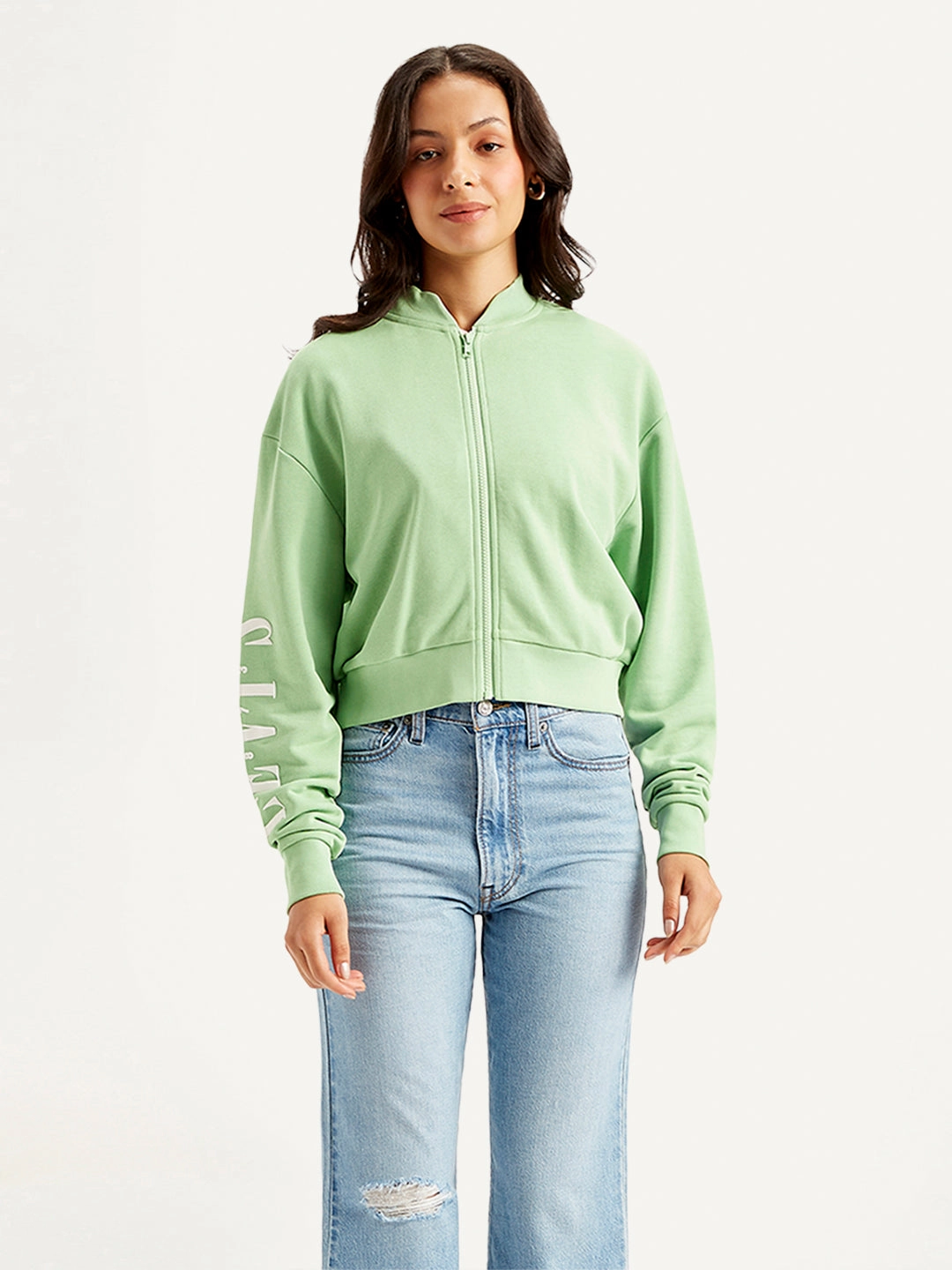 Funny St Patricks Day Sweatshirts Women's Brand Logo Green Baseball Collar Neck Sweatshirt