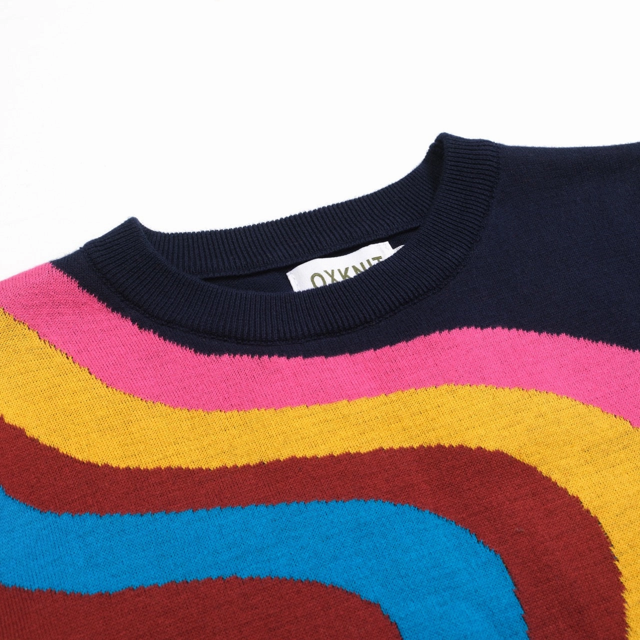 Women's dark blue wavy stripe knitwear Faye Dinsmore Knitwear