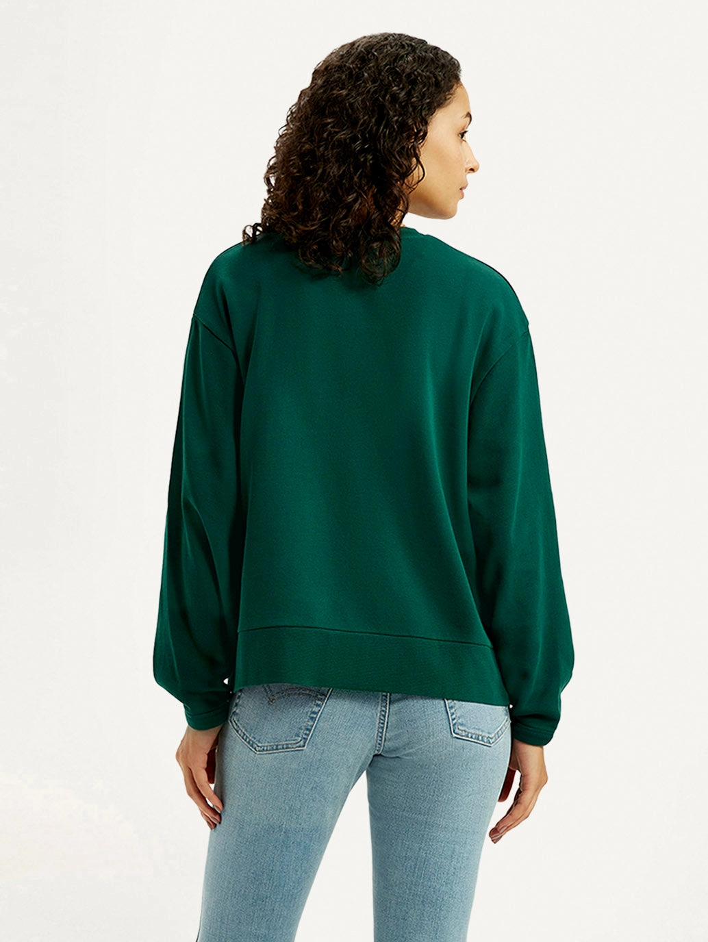 Women's Embroidered Dark Green Crew Neck Sweatshirt Souvenir Sweatshirts