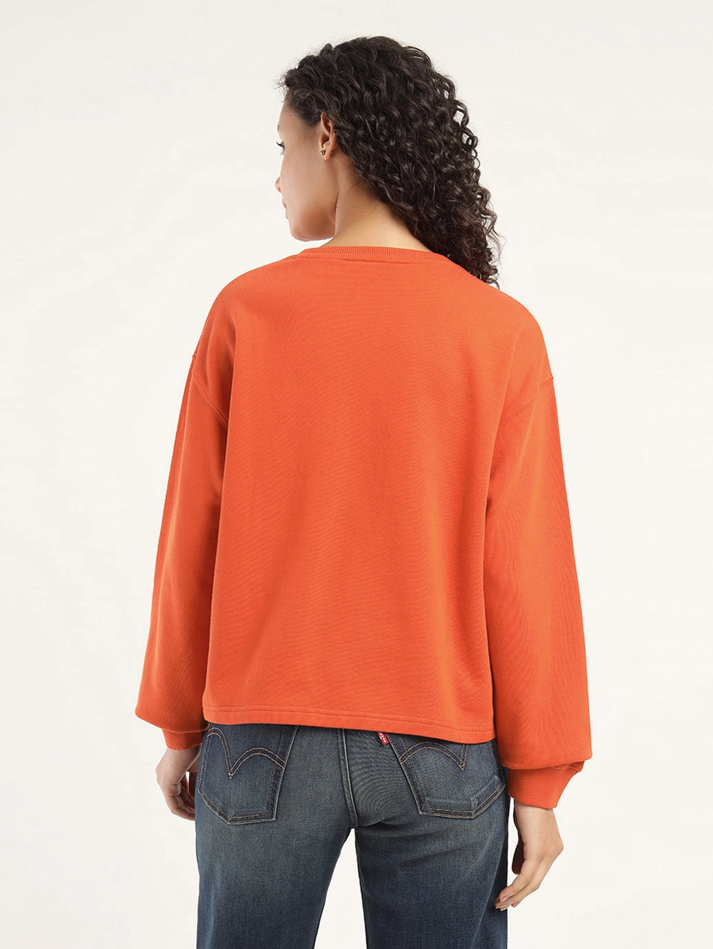 Sweatshirts With Logo Women's Graphic Orange Crew Neck Sweatshirt