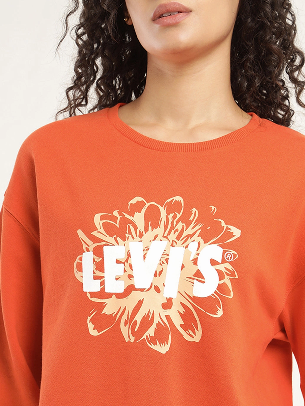 Women's Graphic Orange Crew Neck Sweatshirt Cute Coffee Sweatshirts