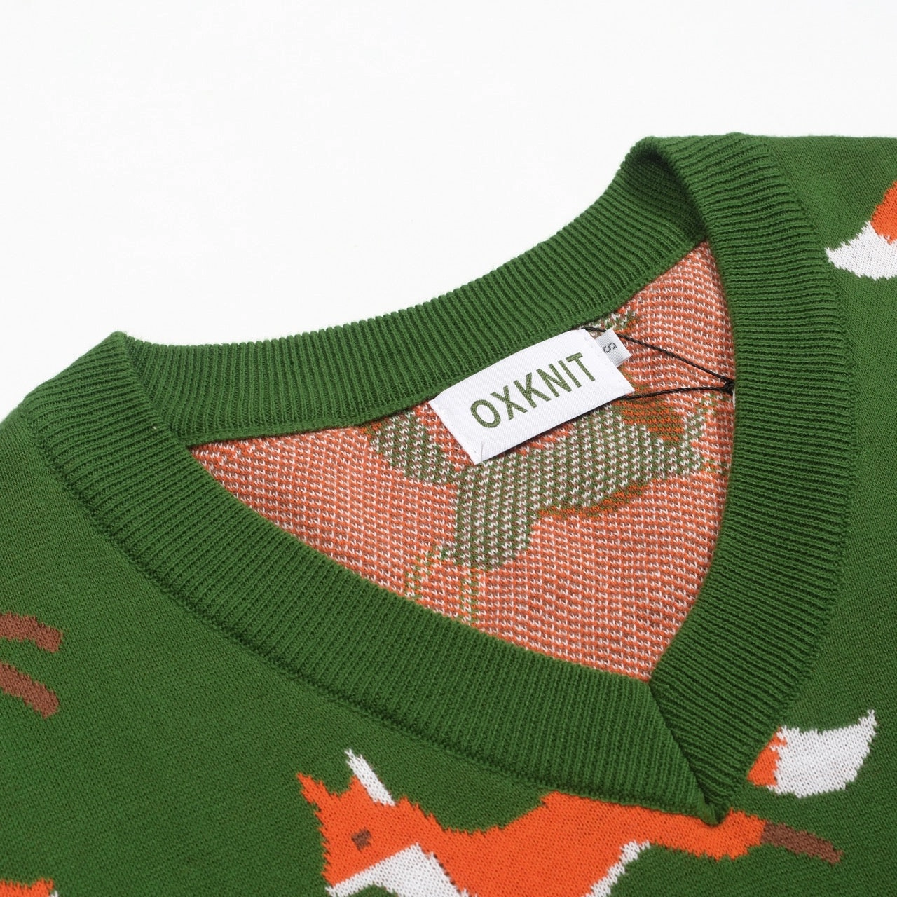 Wool Knitwear Women's green vintage fox jacquard knitwear