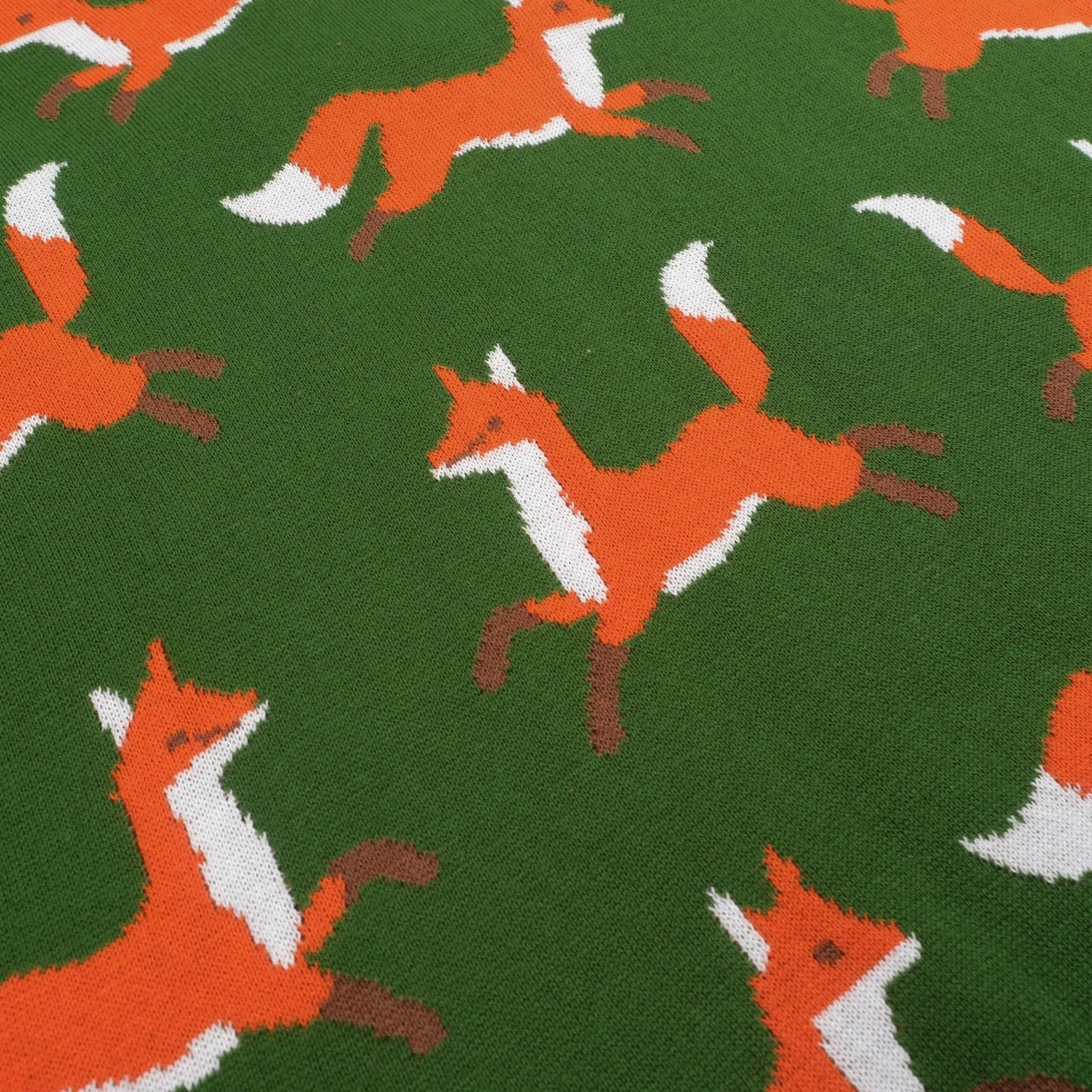 Women's green vintage fox jacquard knitwear Wildflower Knitwear